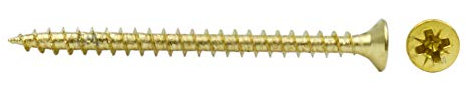50 Schrauben 4 x 45 mm Vollgewinde IROX Stahl Messing Kreuzkopf Pozidriv PZD flache Senkkopfschraube für Holz und Spanplatten 4 x 45 Spanplatten