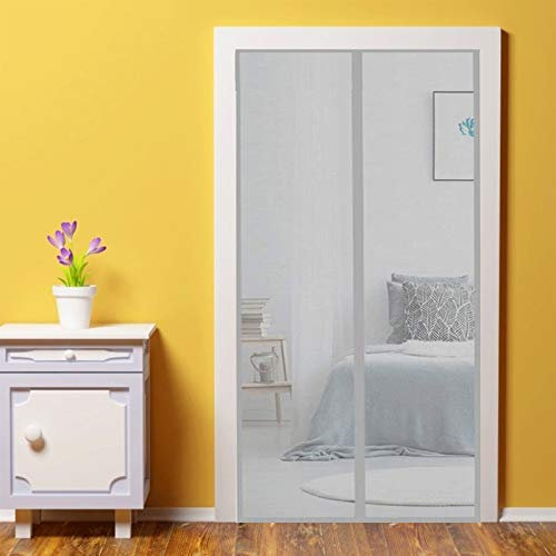 WEIZON Magnet Fliegengitter Tür 150 x 210 cm,Insektenschutz Magnetisches Moskitonetz,Magnetvorhang HäNde Frei,Automatisches Schließen,für Balkontür und Terrassentür - Grau