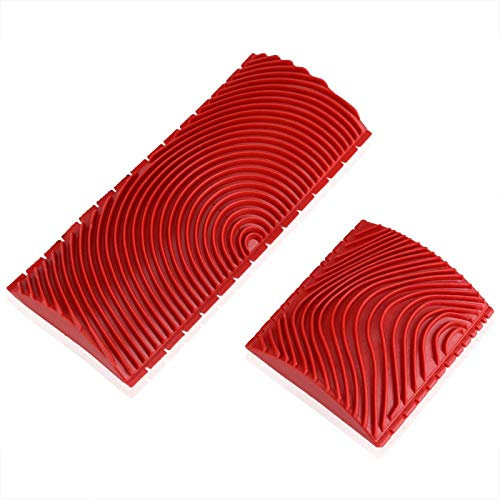 Holzmaserung Malwerkzeug, Gummi Holzmaserung 2Pcs Holzmaserung Gummi Wandbürste Malwerkzeuge Texturmuster Scumble Werkzeug Nachahmung Holzmaserung Werkzeugsatz DIY Werkzeugset(rot)
