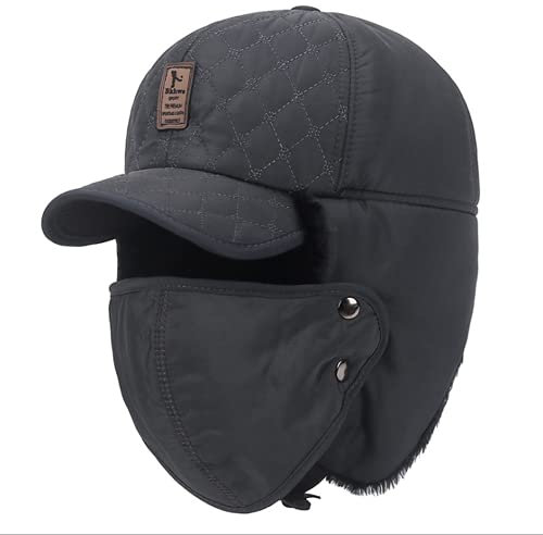 iNszkoos Unisex Winter Fliegermütze Kunstfellmütze mit Ohrenklappen & Mundschutz für Herren Damen Warm Trappermütze Bomber Trapper Trooper Hut, Fellmütze Pilotenmütze Wintermütze für Skifahren Outdoor