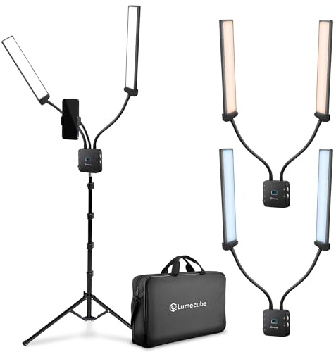 Lume Cube Flex Light Pro – Tragbare Dual-LED-Lampe mit Stativ und Handyhalterung, Flexible 2-Punkt-LED-Leuchten für Tattoo-Künstler, Kosmetiker, Ästhetiker, Wimpernkünstler und Inhaltsersteller