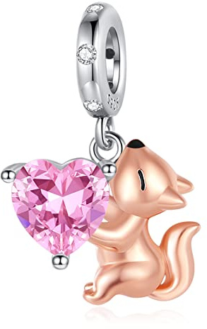 Annmors Charm 925 Perles En Argent Sterling Squirrel pouravec Zircone,Breloque Compatible pour Européen Bracelets & Collier,fête des mères Anniversaire Cadeau de Bijoux de Noël pour les Filles