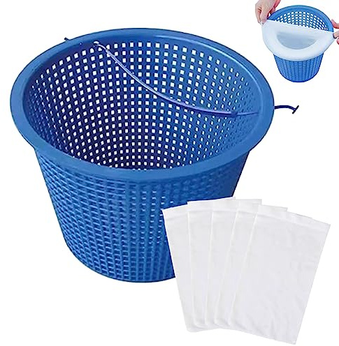 Jorzer Panier de Bassin de Piscine Panier de Piscine Panier de Filtre en Plastique Panier de Nettoyage de Piscine avec poignée et 5 pcs Piscine Skimmer Chaussettes pour Les Accessoires