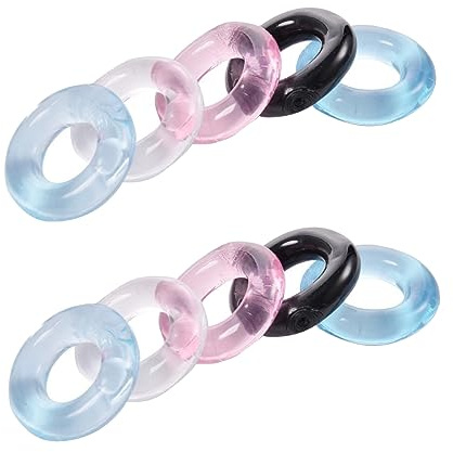 10 Pack Silicone Adult Sex Toy Men,Male Sex Games cockrings,Stretchy Strong Stay Hard Stacker Ball Rings,Pleasure Gifts for Man or Couples Sex Game