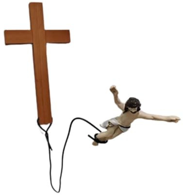 YXRRVING Bungee Jumping Jesus Religious Decoration,Easter Cross DecorationsJesus Kruzifix Figur Wall Decor,Easter Ambiance Decorative Ornament Wall Decorations