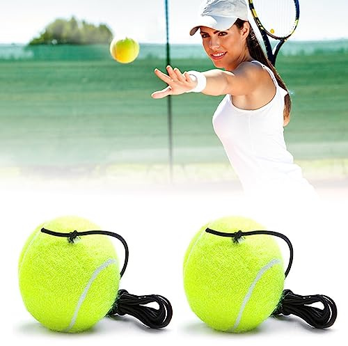 MFCGHXR Tennis-Trainer-Rebound-Bälle – Tennis-Trainingsgerät mit Seil, für Erwachsenen-Solo-Training und Kinder, Spieler, Anfänger, 2 Stück