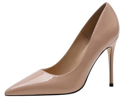Décolleté Donna Sexy Tacco A Spillo A Punta Classico Ritaglio High Heels Chiuse Davanti Scarpa 6/8/10CM Basic Dressper Feste (Nudo 8cm,32)