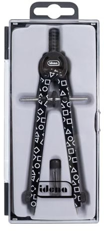 Idena 20166 - Zirkel Style Geometric mit Mitteltriebrad, Schnellverstellzirkel im Etui, inkl. zwei Ersatzminen in Dose