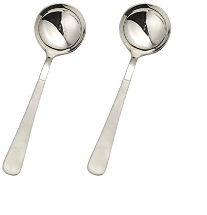 HPTHLY Tablespoons 2-piece Round Spoon Dessert Spoon High-grade Thickened 304 Stainless Steel Spoon Serving Spoon
