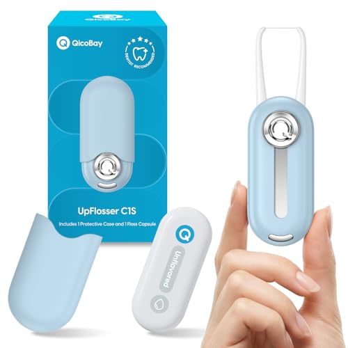QicoBay C1S - Filo interdentale portatile, auto-restringente con capsule di filo interdentale sostituibili, multi-igiene, riutilizzabile, per il filo interdentale in viaggio, riciclabile, zero