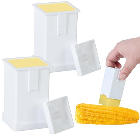 Atvkov 2 Pack Butter Spreader Corn Cob Holder, Plastic Butter Dispenser with Covers on Pancakes, Waffles, Bagels and Toasts