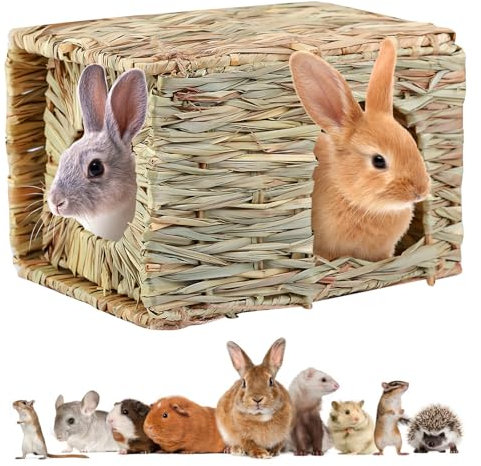 Grashaus Für Kaninchen,30 * 22 * 20CM Grashaus Kaninchen,Faltbare Betthütte,Großes Grashaus Für Meerschweinchen Für Meerschweinchen,Gerbils,Kaninchen,Faltbar Und Bequem