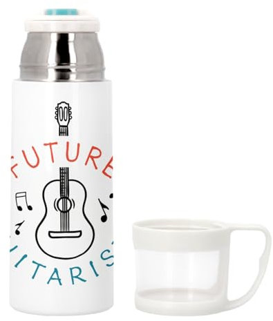 Bouteille thermo en Inox avec Tasse Intégrée - Future Guitariste Musique Artiste - 350ml - Bouteille Isotherme