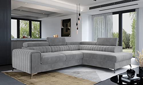 Generisch Couch Garnitur Sofa Sofagarnitur Laurence mit Schlaffunktion Bettkasten 40 Wohnlandschaft Lau_25 Monolith 84 rechts