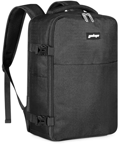 YOKGO Reiserucksack Rucksack Handgepäck Flugzeug 40x20x25 CM 20L Für Ryanair Untersitz Reise, Tasche Mit Nassfach, 14,4 Zoll Laptop Kabinentasche Backpack Für Weekender,Business, Arbeit (Schwarz Neu)