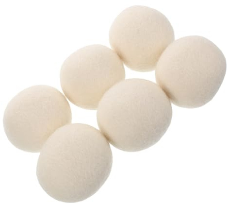 White Wool Dryer Balls 6 Pcs Reusable Fabric Softener Balls | 6cm Size, for Household Washing Machines and Dryers, Laundry Set Six Pieces