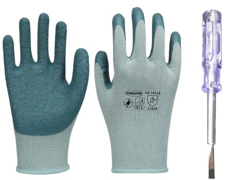 ExcellaElite Safety Gloves, Electrician Insulation Safety Work Gloves, Electrical 400V Low Voltage Insulating Gloves, Rubber Flame Retardant Wear Resistant and Non-slip with Electrical Test Pen