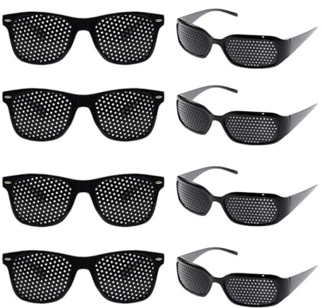anneratteryer 8 Stück Rasterbrille Lochbrille Korrekturbrille Pinhole glasses Multidot brille mit Faltbaren Bügeln Schwarze Gitterbrille für Augentraining zur Entspannung und Sehvermögen-Verbesserung
