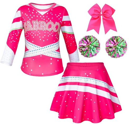 Kids Cheerleader Costume for Girls Cheer Uniform Halloween Party Cosplay 5-6T
