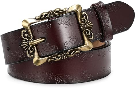 LEEXTON Womens Leather Belt Fashion Soft Waist Belt with Pin Buckle for Jeans Dress Leisure Pants