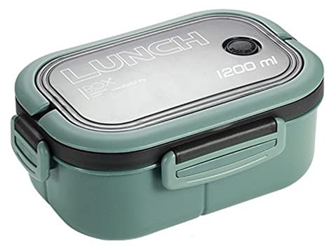 Ejoyous Lunch Box, 1200ml Box Portable Double Layer Insulation Cold and Hot Food Storage Container with Fork Spoon for School Office Outdoor Travel (Green)