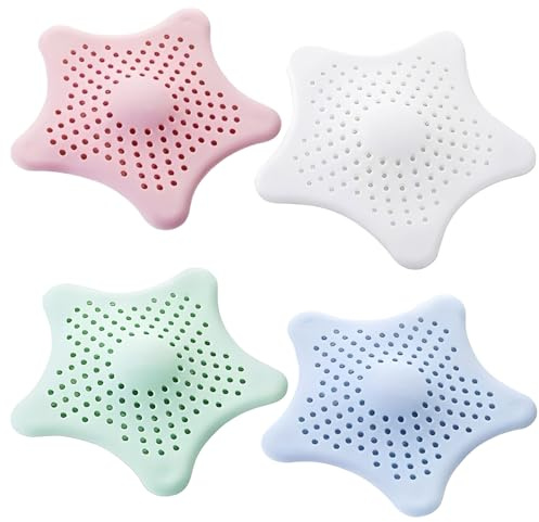 Silicone Drain Protector with Sucker, Sink Strainer Protector, Shower Drain Covers Hair Catcher, Strainer Plug Trap Filter for Bathroom, Bathtub, Kitchen (4)