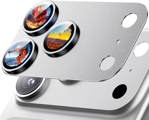 Jurqqer Camera Lens Protector for iPhone 17 Pro Max 6.9'' [Superior Scratch-Resistant] [Keep Original Shooting] 9H Ultra-Thin Tempered Glass & Aviation Aluminum Alloy Camera Guard, Silver