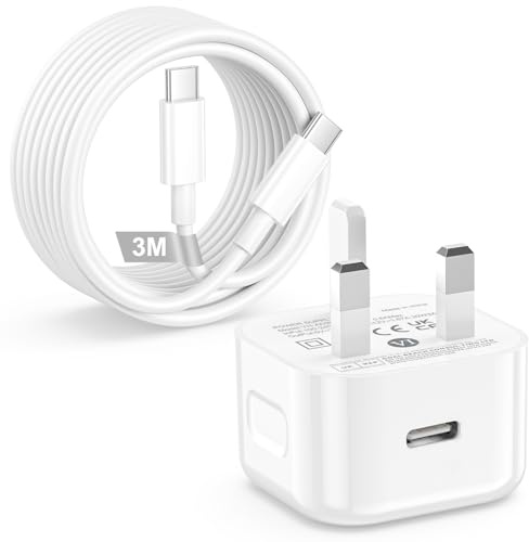 iPhone 17 16 Charger Plug and Cable,20W USB C Charger Type C Fast charger | with Type C charger Cable Fast Charging 3M,USB C Plug Power Adapter for iPhone 17 16 15 Pro Max/16e 16 15 Plus/16 15 Pro,iPad