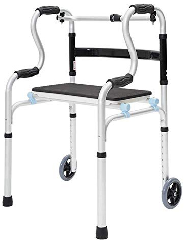 GUHPZA Rollator Pieghevole per Anziani con Ruote da 5 Pollici E Sedile Rimovibile - Rollator per Adulti Resistente per Uso Interno Ed Esterno