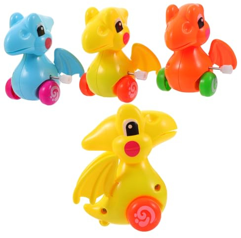 Didiseaon 4pièces Jouet à Remonter Dinosaure Jouets De Dragon pour Garçon Fille Voiture Dinosaure Originale Modèle Réduit De Voiture à Remonter