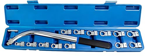 Serpentine Belt Wrench – 15 Piece specializede Set, Slim Profile Installer Lever, Long Reach Gear | Mechanic Auto Shop Garage Heavy Duty Vehicle Breakdown Recovery Multi Head Socket Extension Bar