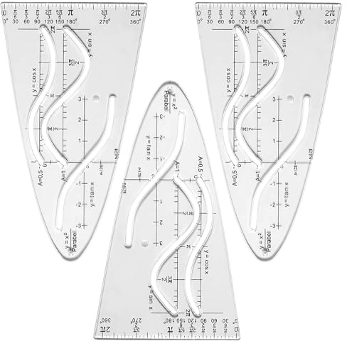 Gabarits Parabole Mathématiques,3 Pièces Outil de rédaction Multifonctionnel Standard Parabole Ruler Modèle Mathématique pour les enseignants,Étudiants,Bureau,Peinture de Concepteur