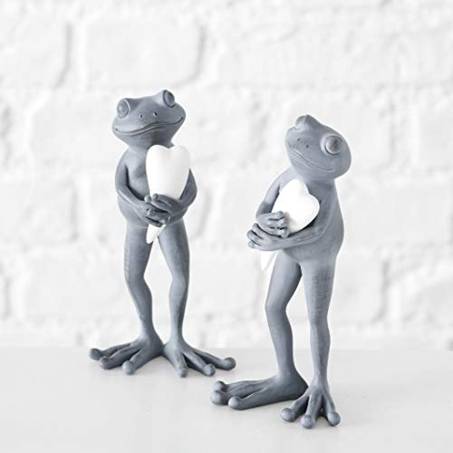 BOLTZE Frosch stehend mit Herz Dekofrosch grau H 18 cm Stückpreis