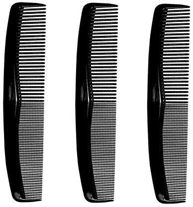 Comfort Axis Coarse/Fine Hair Comb Set, 8 Inches, 3 Pack, Black