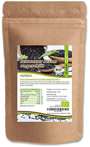 Mynatura Bio Schwarzer Sesam ungeschält Beutel I Nussiger Geschmack I Zum Kochen und Backen I Sushi I Asiatische Küche I Naturprodukt I Rein pflanzlich (1x 1000g)