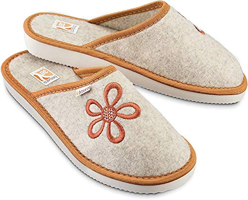 Bosaco Zapatillas De Casa Mujer Fieltro Pantuflas Casa Mujer BEK (37 EU, Mandarina)