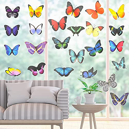 20 Stück Schmetterlings Fenster Aufkleber, Glassticker, Antikollisions Fensterwarn-Vogelaufkleber, Elektrostatisches Adsorptionsglas für Wohnzimmer Schlafzimmer Kühlschrankde Fensterdeko