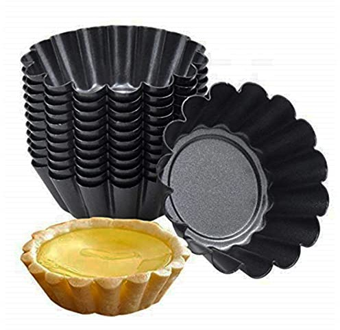 MGGi 12 Packs Egg Tart Mold, Bigger Size 3 x 0.9inch, Non-Stick Pan Carbon Steel Cake Molds, Mini Pie Mould, Muffin Cupcake Pudding Baking Cup Maker - for Pies, Chinese Egg Tart, Cakes