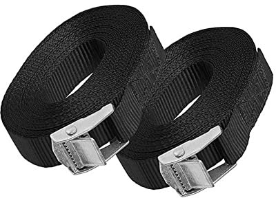 Voarge 2 Pack Ratchet Tie Down Straps, 3m x 25mm Adjustable Retaining Tensioning Belts, Heavy Duty Lashing Straps, for Motorcycle, Cargo, Trucks, Trailer, Luggage