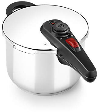BRA Allure Olla a Presión Rápida de 9 Litros, Fabricada en Acero Inoxidable 18/10, Con 2 Programas de Cocción y Sistema de Bloqueo de Apertura, Apta para Todo Tipo de Cocinas