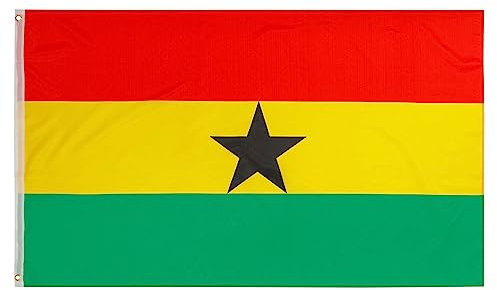 PHENO FLAGS Ghana Flagge 90x150cm - wetterbeständige Fahne mit Messingösen, 100% Polyester, robuste Doppelnaht & in lebendigen Farben - ideal für Flaggen-Liebhaber
