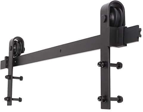 Sonnewelt Herraje para puerta corredera, 183 cm(6FT), riel para puerta corredera, sistema de puertas correderas, sistema de puertas correderas hasta 150 kg, rectángulo