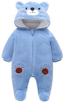Baby vinter, overall, baby sparkdräkt, pojke och flicka, onepiece dräkt med huva, småbarn, ytterkläder, snödräkt, set tjock och varm, 3–6 månader