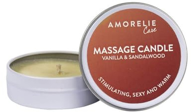 AMORELIE Care – Romantische Massagekerze Vanille & Sandelholz für Paare (43ml)
