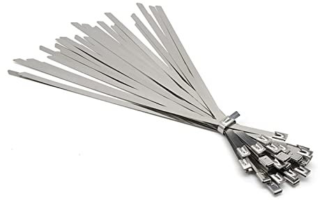 10/100 Stück 7,9 mm Edelstahl-Kabelbinder, Handbefestigungsband, Schneidwerkzeug, automatisches Reißverschluss-Spannwerkzeug, Kabelbinder (Farbe: 10 Stück, Größe: 7,9 mm x 700 mm) (50 Stück 7,9 mm x