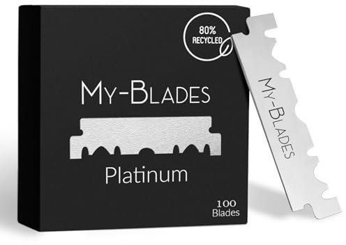 My-Blades® - Platinum - 100 Nachhaltige Rostfreie Premium Rasierklingen einseitig aus eisgehärtetem Edelstahl – Von Profis entwickelt - geeignet für empfindliche Haut