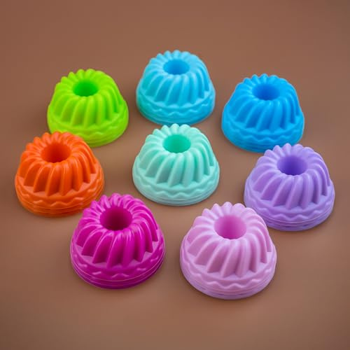 PRECORN Silikon Mini Gugelhupfformen - 24er Set in 8 Farben | Hitzebeständig, Lebensmittelecht, Wiederverwendbar | Perfekt für Muffins, Cupcakes, Gelatinen | Ø 6,5 cm Backspaß für Kreative Köche