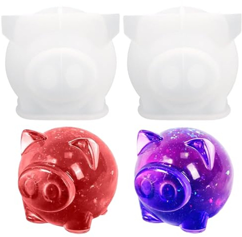 2 Stück Silikonform Schwein Tier-Silikonformen, 3D Piggy Kerzenseifenform,Schwein DIY Kuchen Silikonformen,Geeignet Zum Backen Von Schokolade,Kerzenhalter Basteln,Aromatherapie Wachskerzen