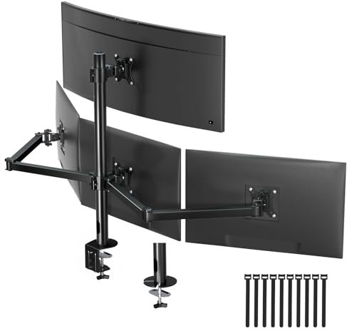 Monitor Halterung für 4-Monitore 17-32 - Monitor Tischhalterung für LED LCD Bildschirme, Höhenverstellbar Monitor Halterung übereinander Monitorhalterung, 10kg pro Arm, VESA 75/100, Schwarz