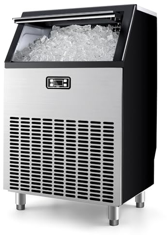 EUHOMY Commercial Ice Maker Machine, 200lbs Daily Output, Under Counter ice Machine with 65lbs Ice Storage Capacity, Perfect for Home/Bar/Restaurant/Outdoor Activities(Stainless Steel)